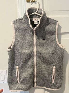 Vineyard Vines Gray Knit Vest with Light Pink Trim size 7/8